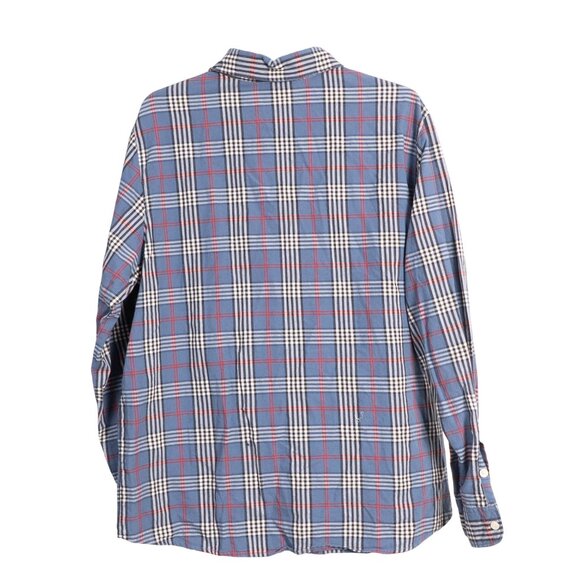 Sonoma Y2K Plaid Button Up Shirt L Mens Dadcore Blue Red Cotton Classic Collared - Picture 5 of 5